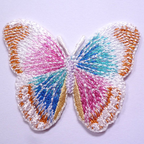 Embroidered Motif Glittery Butterfly White paperandstring