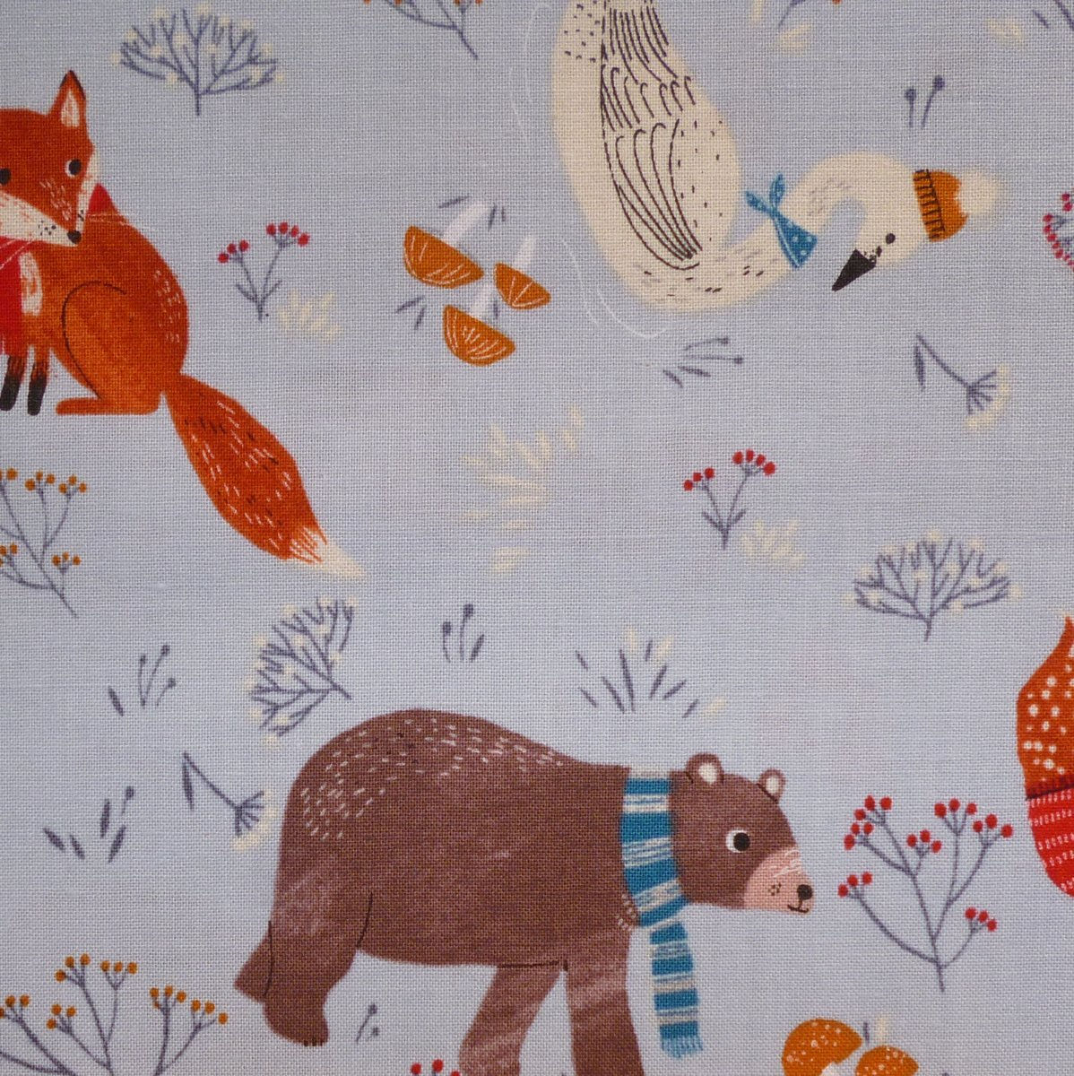 Fabric :: Dreaming of Snow :: Light Denim Cosy Animals