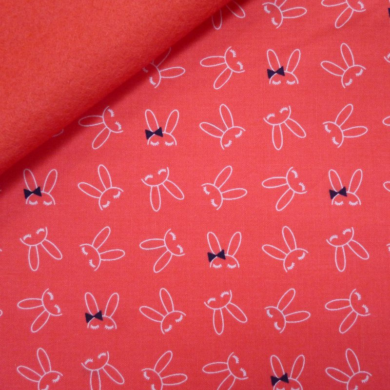 Fabric Felt :: Bowtie Bunny :: Coral Bunny on Coral