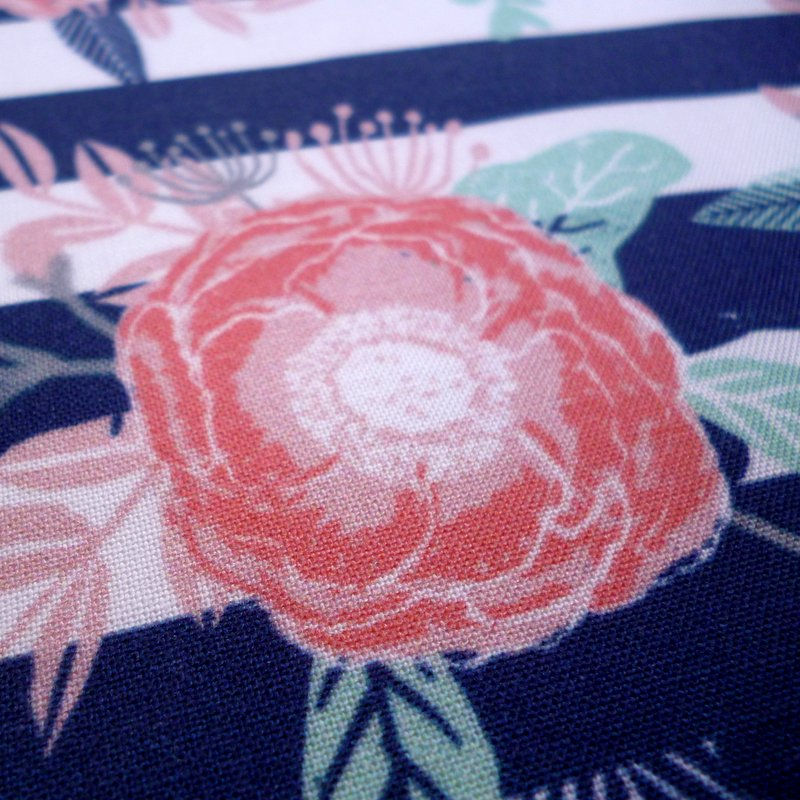 Thumbnail: SALE  Artisan Fabric Felt :: Floral  Navy Stripe on White