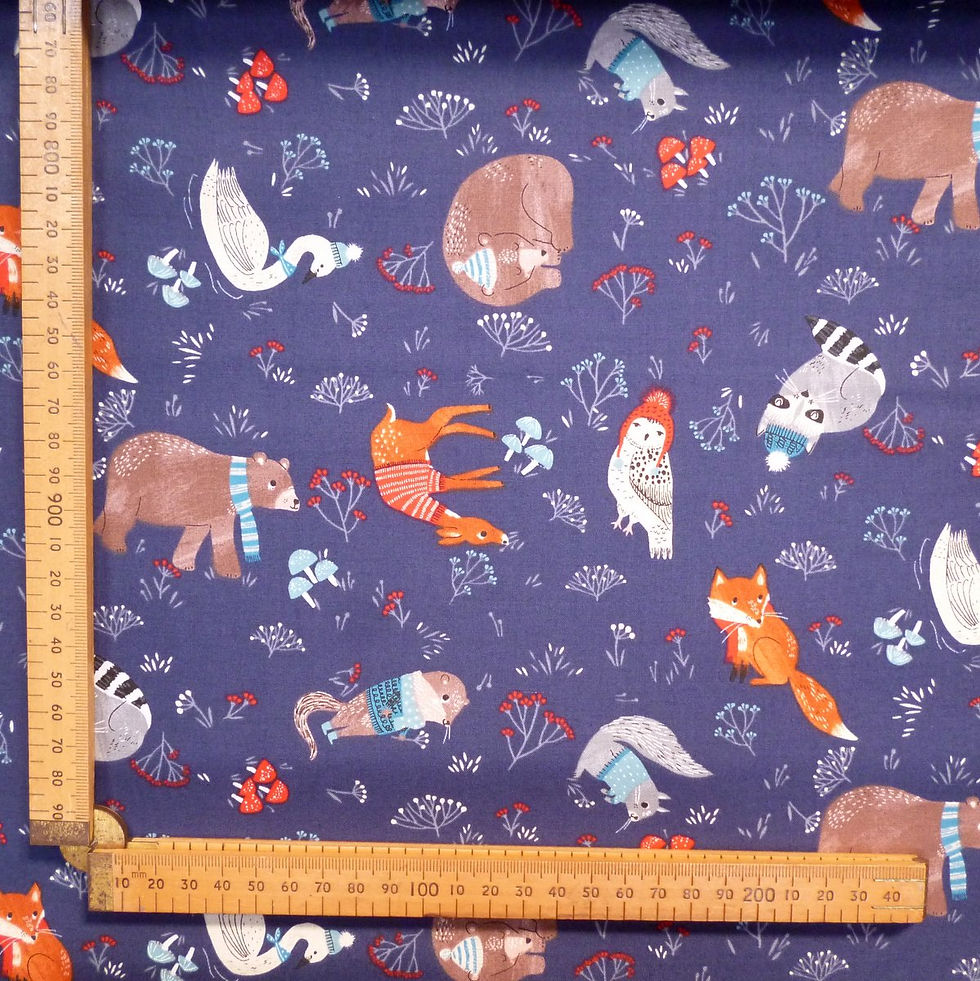 Thumbnail: Fabric :: Dreaming of Snow :: Navy Cosy Animals