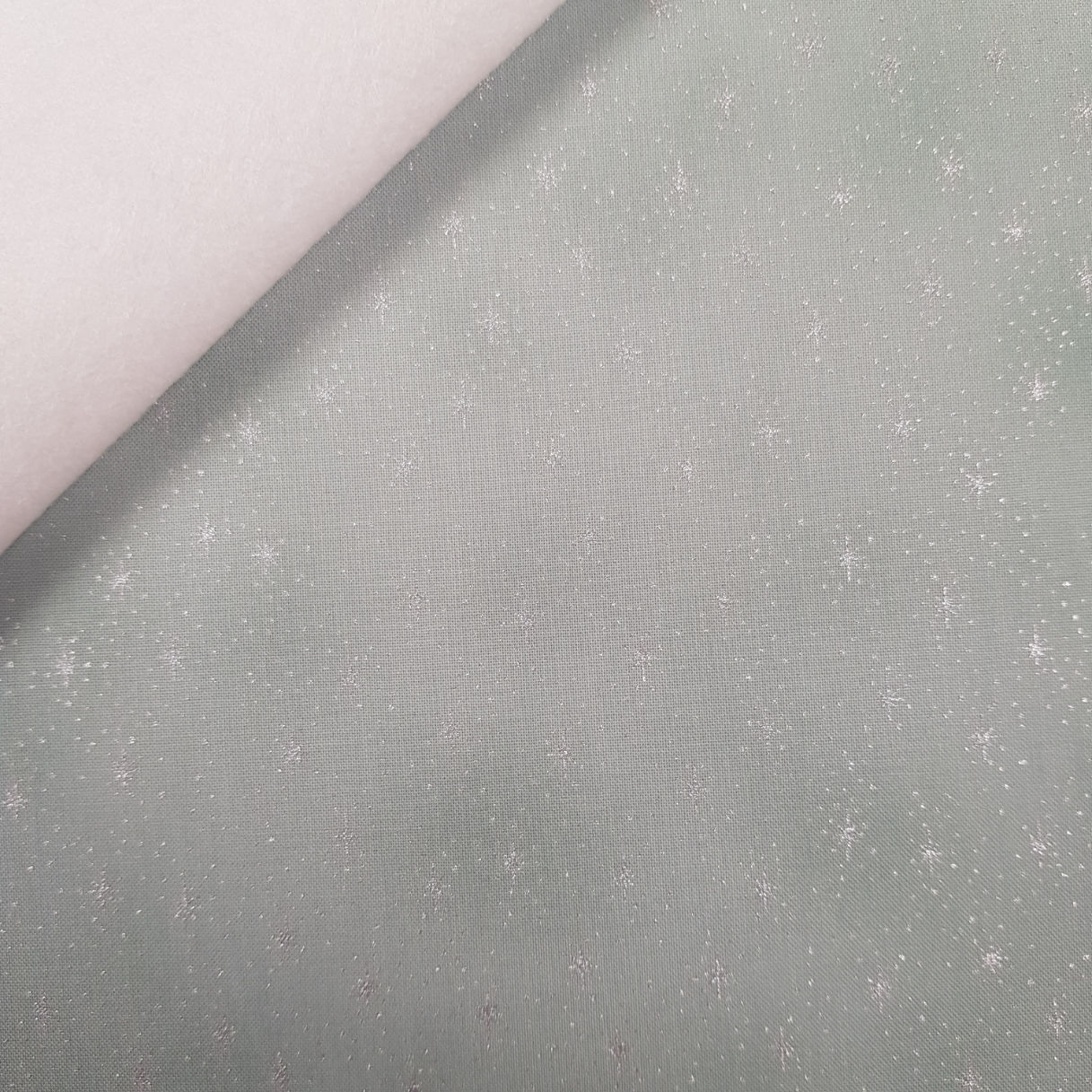Fabric Felt :: We Love Christmas :: Mint & Silver Stars on White
