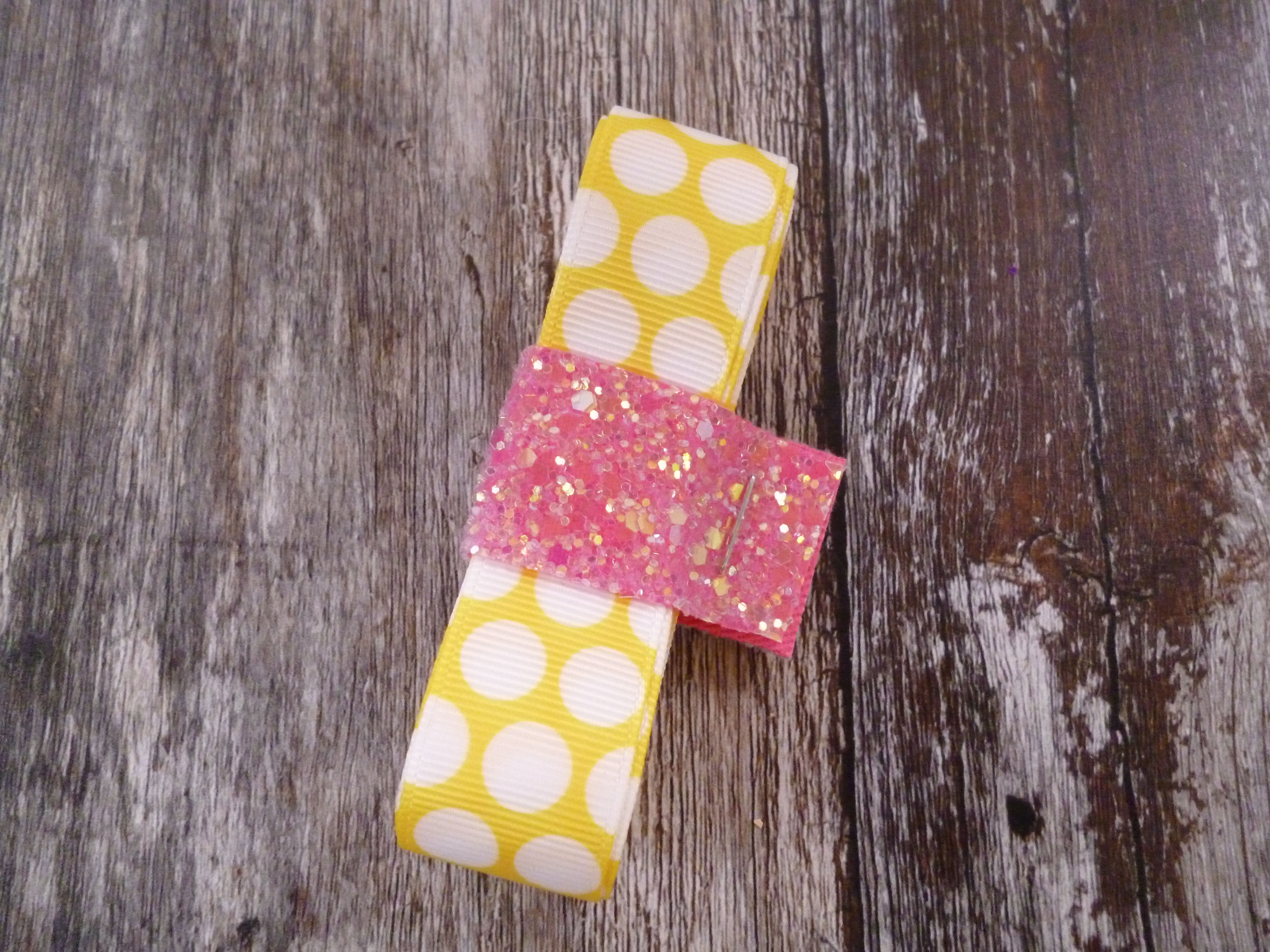 22mm grosgrain big dot yellow - remnants - 3m bundle