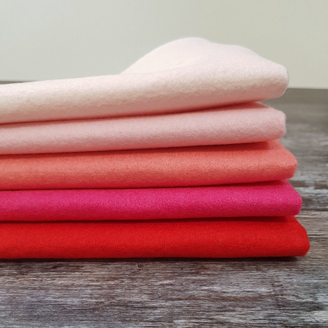 Dense Felt 30% wool :: 12" square pack :: Pinks