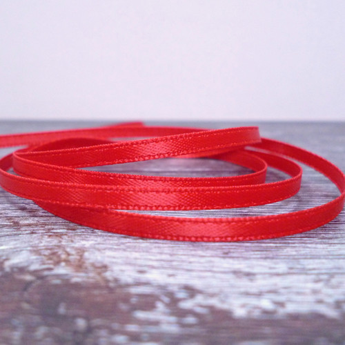 Small Drawstring Ribbons Red :: 3mm Mini Satin Ribbon :: 5m | paper-and-string