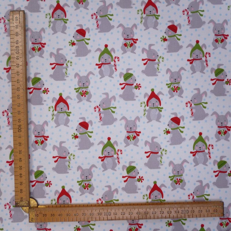 Thumbnail: Fabric :: Frosty Friends :: Candy Cane Bunnies