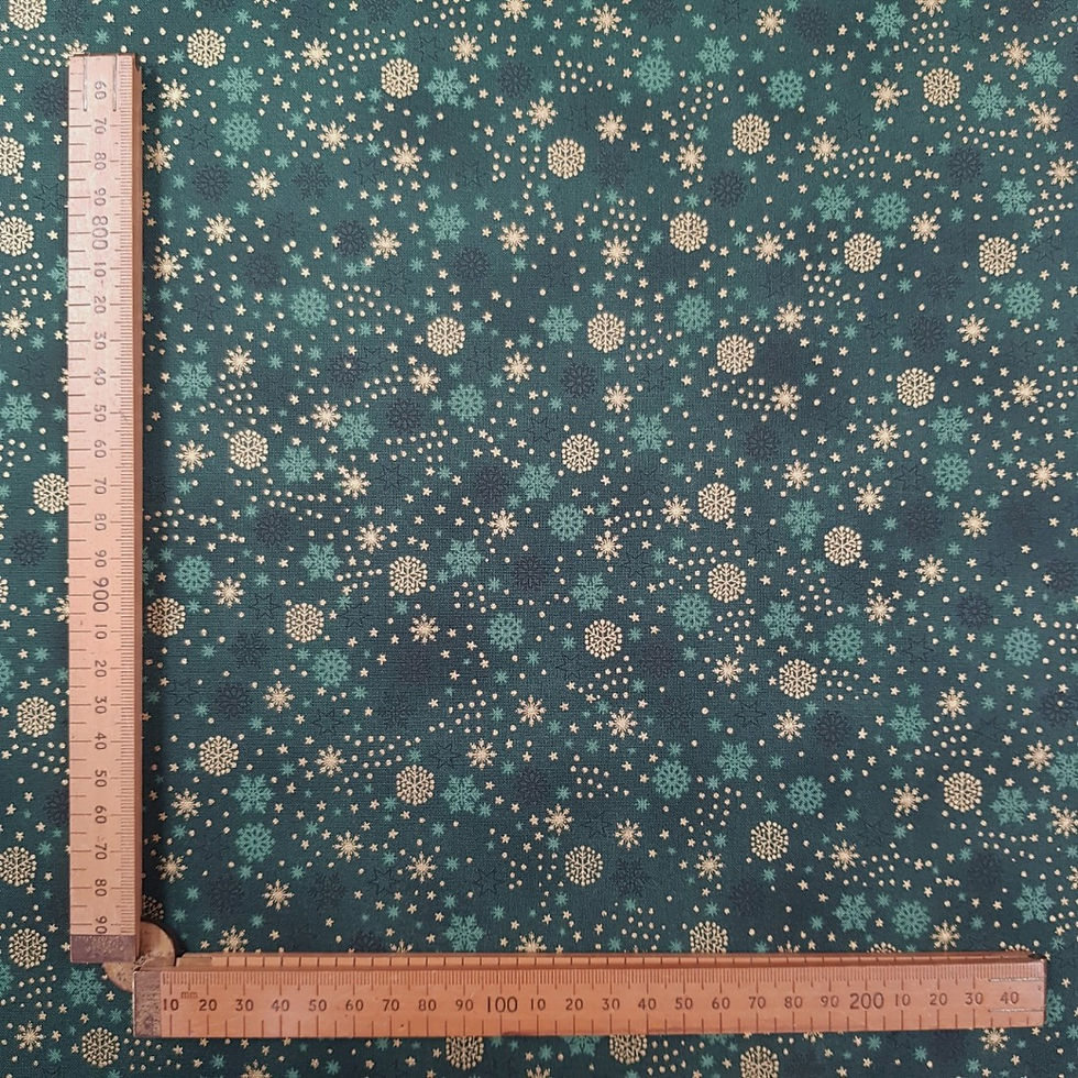 Thumbnail: Fabric Felt :: We Love Christmas :: Green & Snowflakes on natural