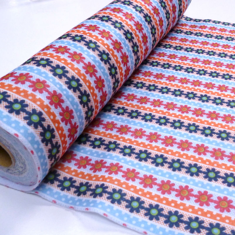 Thumbnail: Acrylic Felt from the roll :: Bright Flower Stripe