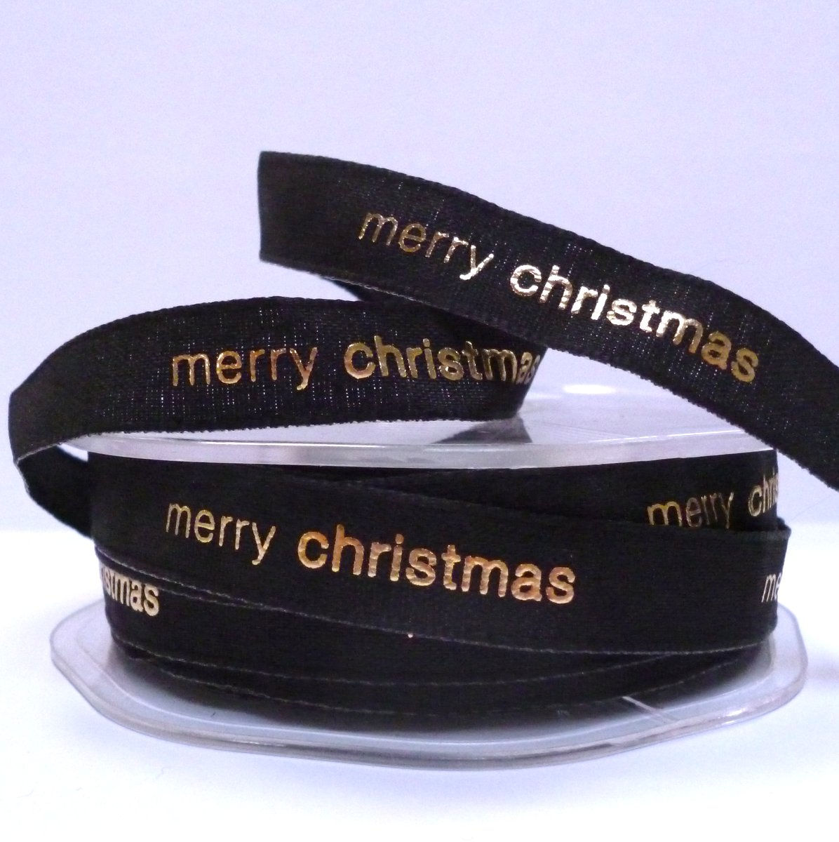 Merry Christmas Ribbon :: Gold on Black