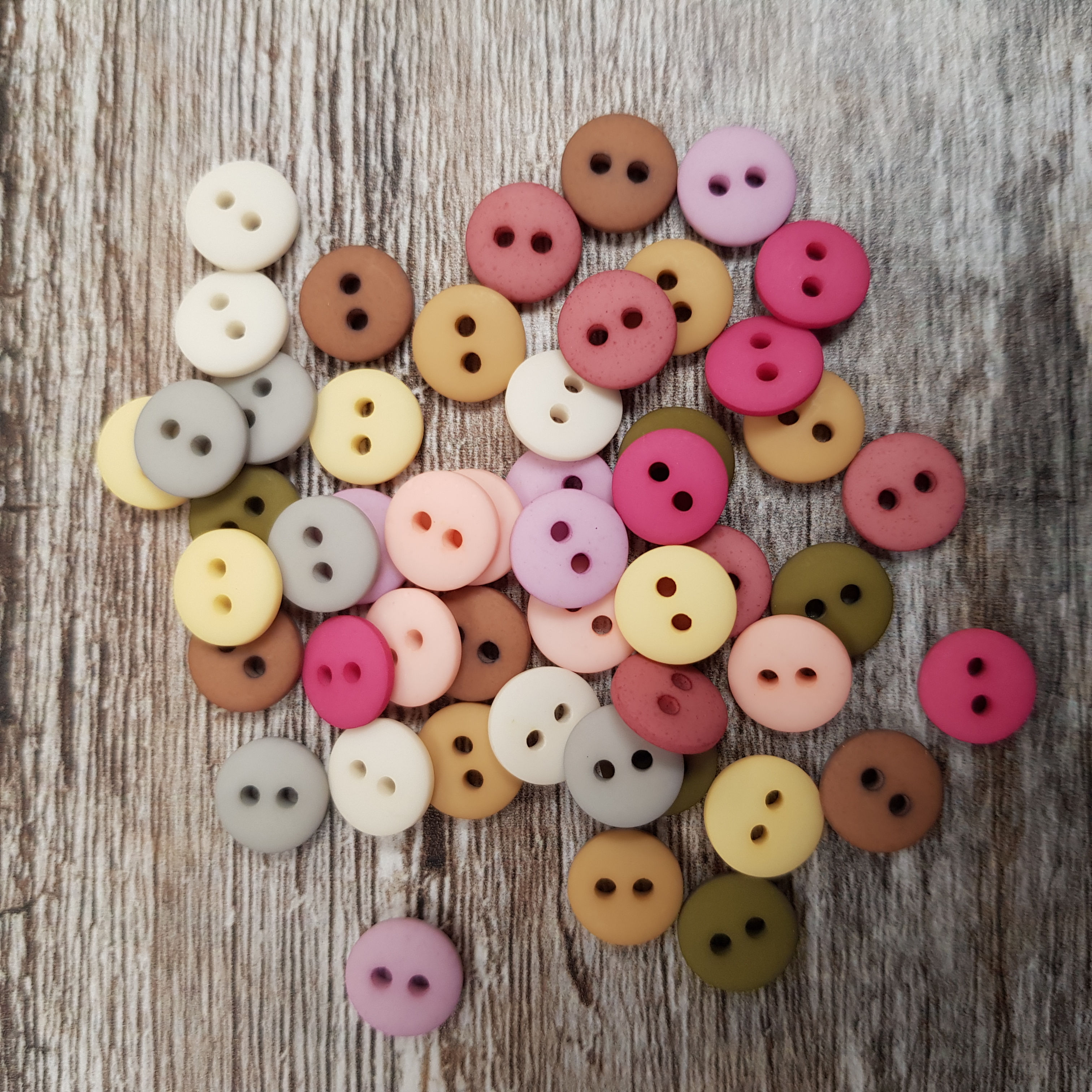 8mm Teeny Tiny Buttons :: SUBDUED mix  :: 50 buttons