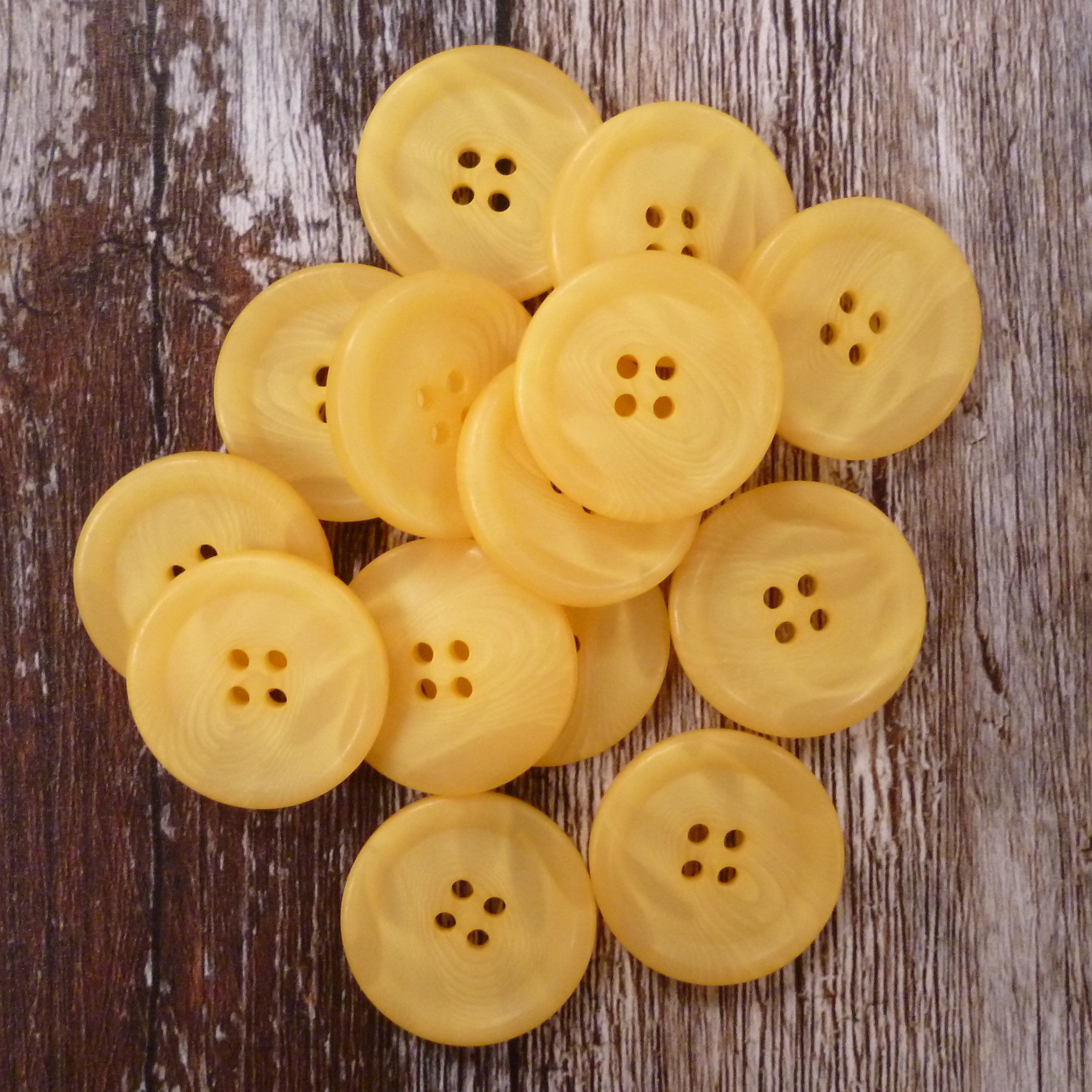 4 Hole Coat Button Yellow x14  :: Bargain Button Packs