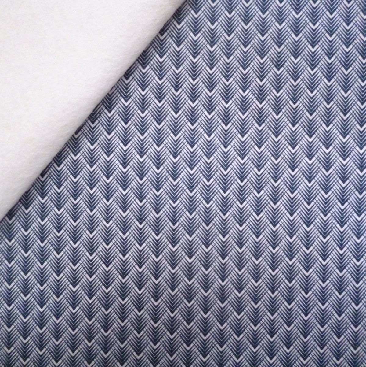 Fabric Felt :: Golden Days :: Navy Feather Chevron on Natural