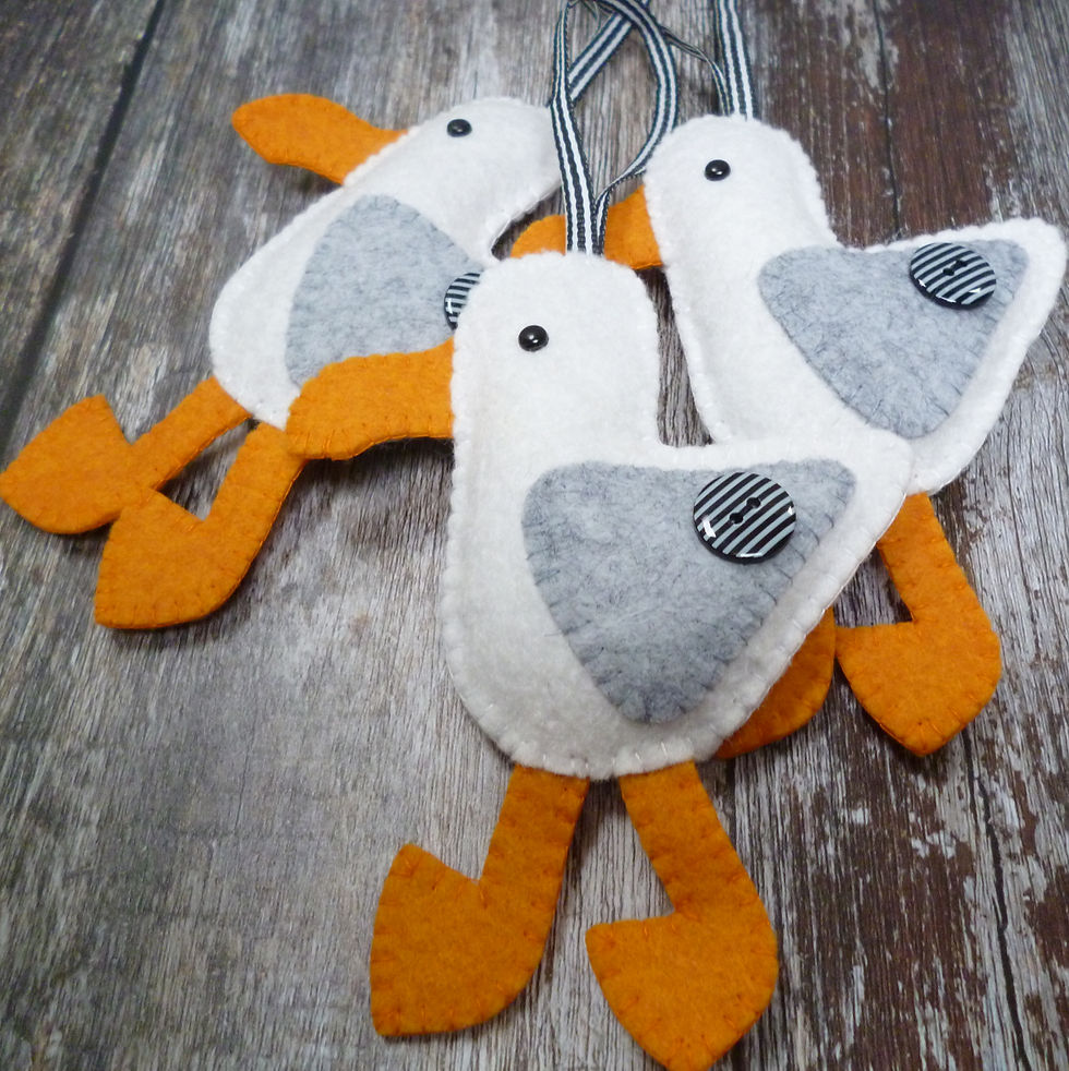 Thumbnail: Handmade :: Seagull Decoration :: Black Stripe Button
