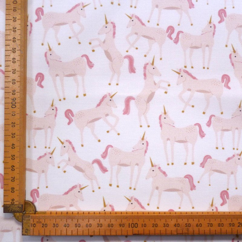 Thumbnail: SALE  Artisan Fabric Felt :: Pretty Blush Unicorns on Natural