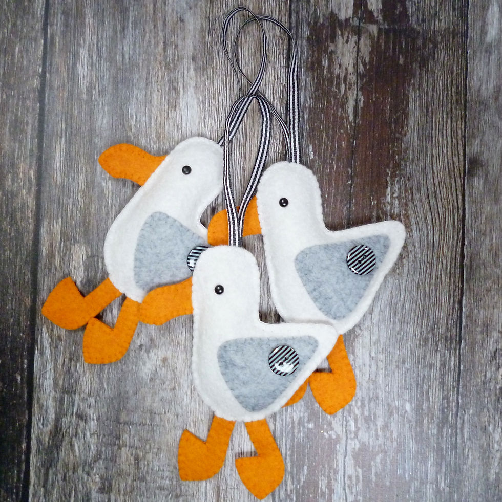 Thumbnail: Handmade :: Seagull Decoration :: Black Stripe Button
