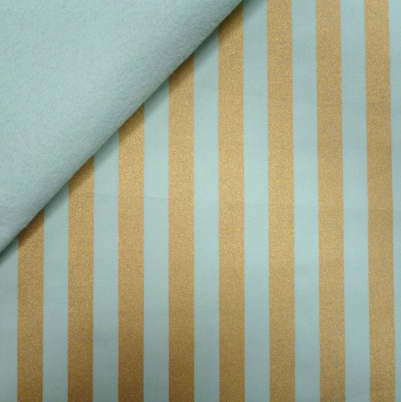 LAST FEW Fabric Felt :: Wide Gold Stripes :: Mint on Pale Mint