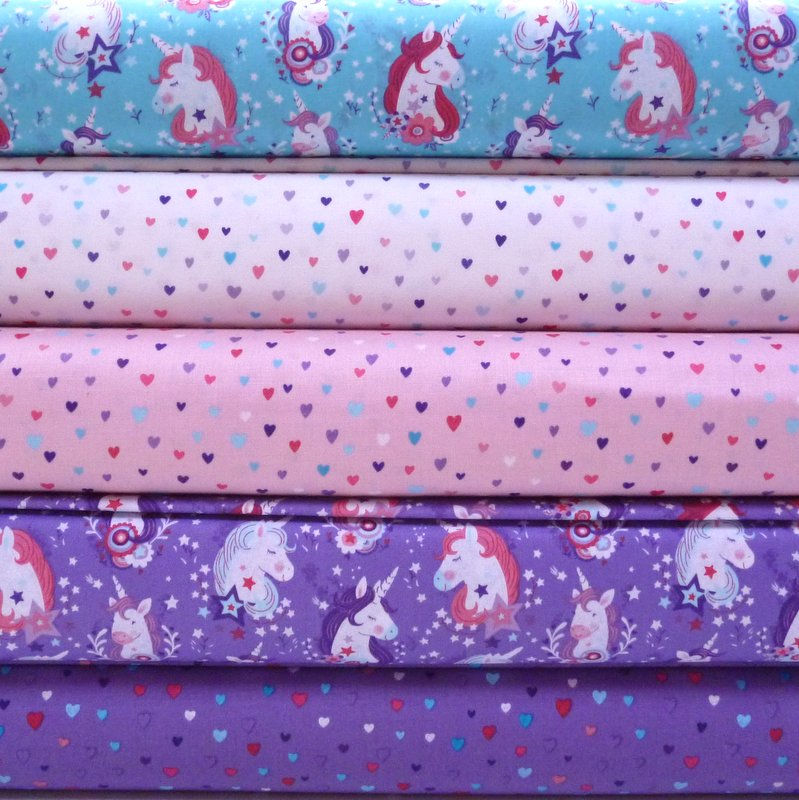 Thumbnail: Fabric :: Unicorn Kisses :: Turquoise Unicorn