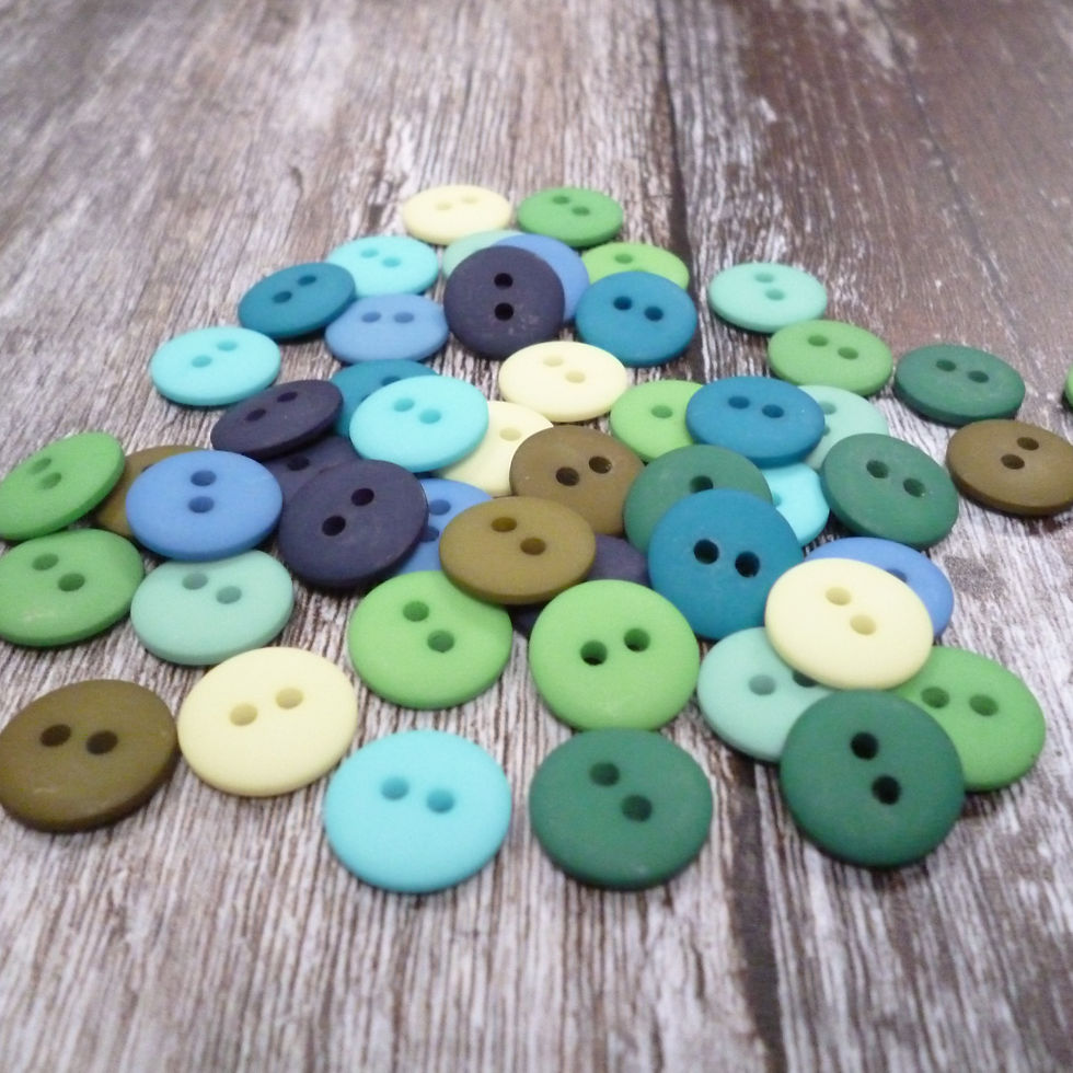 Thumbnail: Smartie Button Pack :: Green & Blue Colour Mix