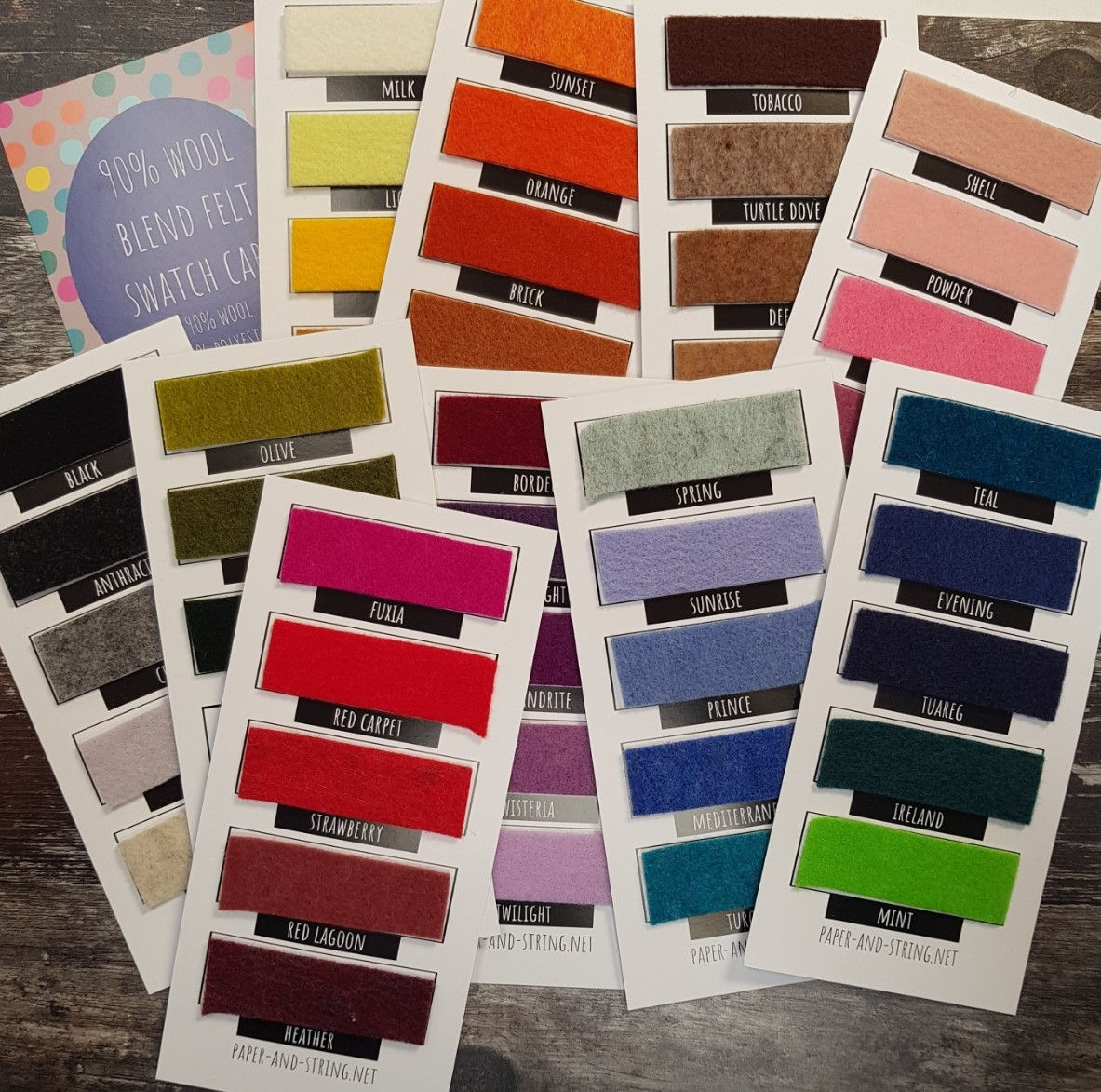 90% Wool Felt :: 48 colour Swatch Set