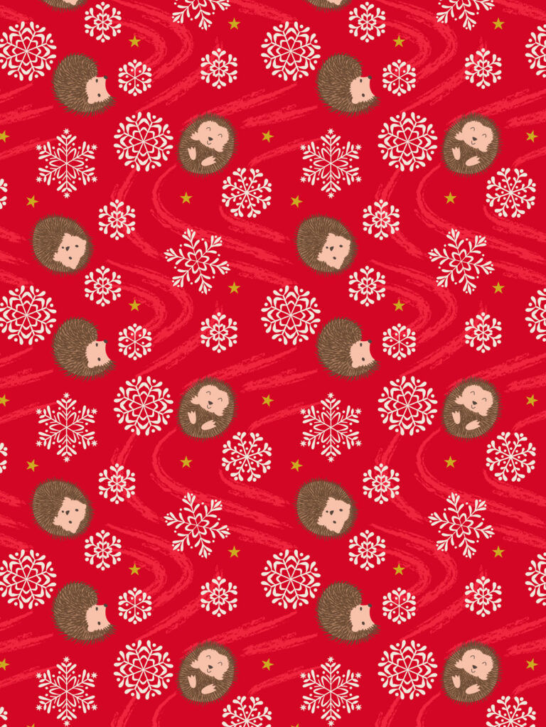 Fabric :: Christmas in Bluebell Wood :: Snowflake Hedgehog