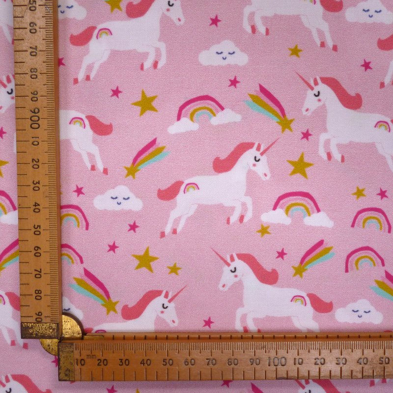 Thumbnail: SALE  Artisan Fabric Felt :: Pink Unicorn, Rainbow & Cloud on white