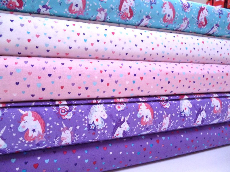 Thumbnail: Fabric :: Unicorn Kisses :: Purple Unicorn