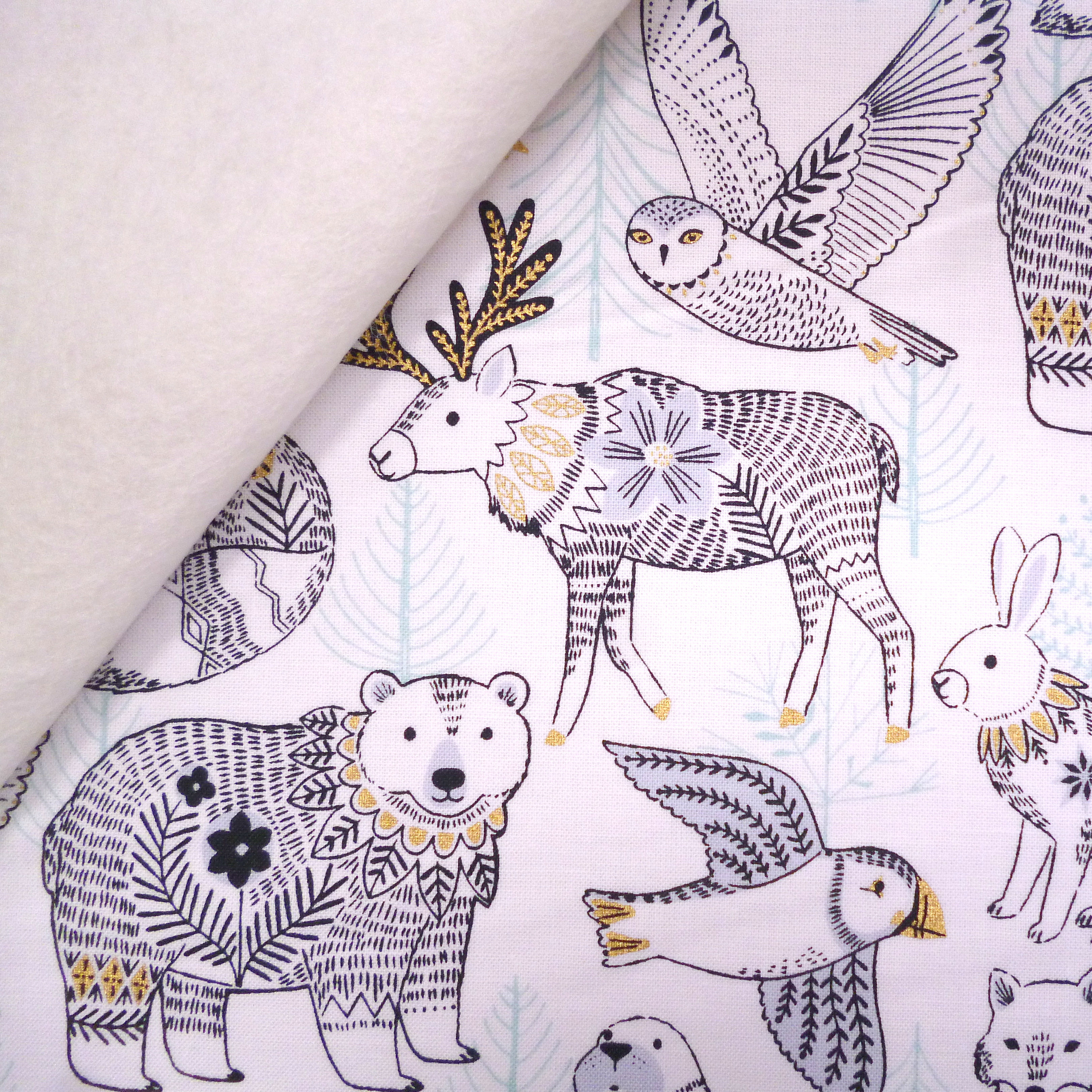 Fabric Felt :: Arctic :: Animal Parade on Natural