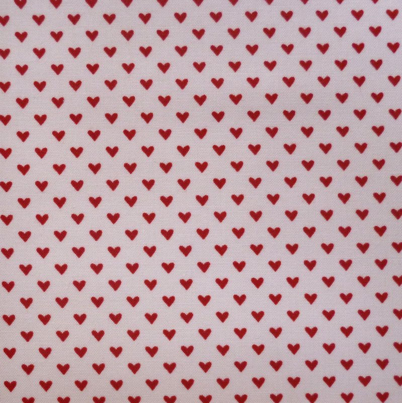Thumbnail: Fabric Felt :: Hello Sweetheart :: Cream / Red Mini Heart on Natural