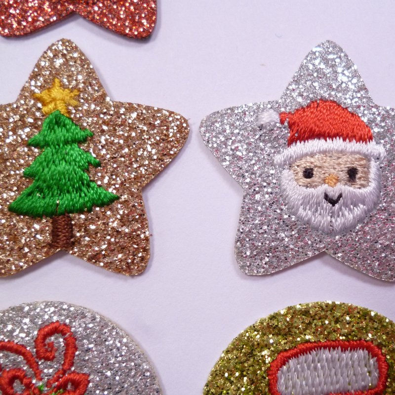 Thumbnail: Small Glitter Christmas Embroidered Motifs