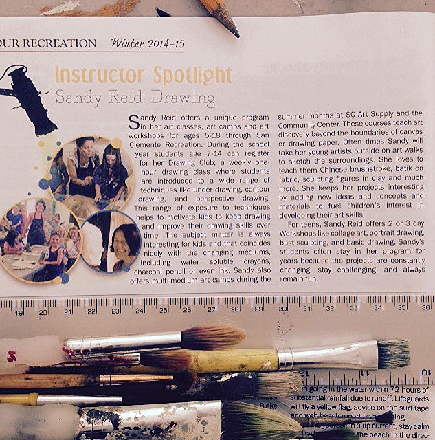 San Clemente Recreation Department Article about Sandy Reid Art Instructor