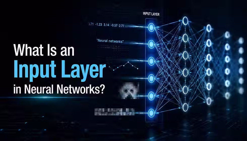 Neural network input layer visualization with connected data nodes.