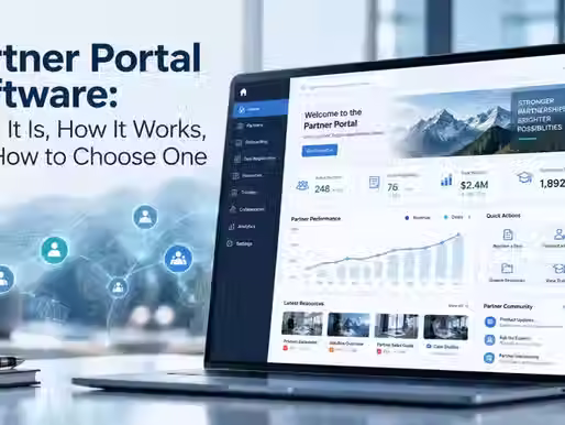 Partner Portal Software dashboard for partner management, training, deals, and analytics.