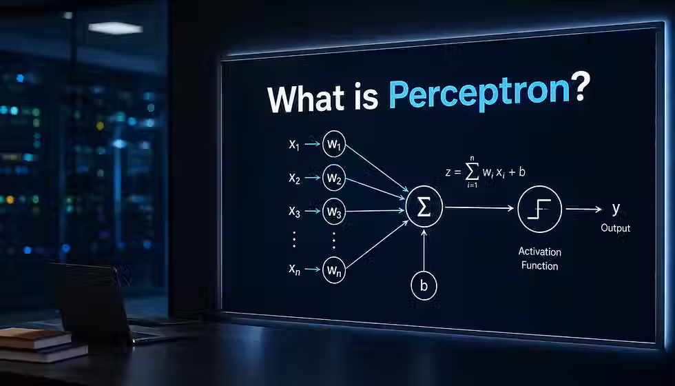 Perceptron neural network diagram.