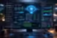 AI operating system dashboard on monitor.