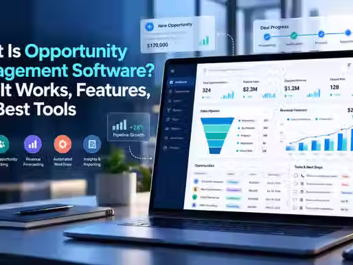 Opportunity management software dashboard with pipeline tracking, forecasting, and analytics.