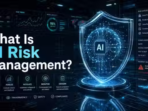AI risk management dashboard with a protective AI shield.