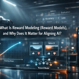 AI alignment lab hero image with holographic reward model graph and the title text.