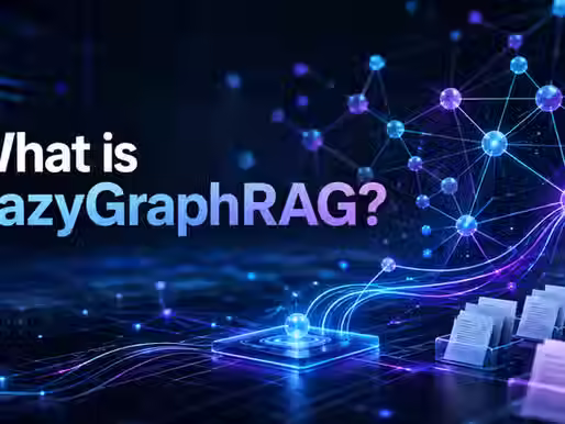 Neon knowledge-graph RAG hero image titled “What is LazyGraphRAG?”