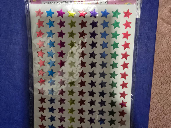 Multicolor Metallic Star Stickers Sheet