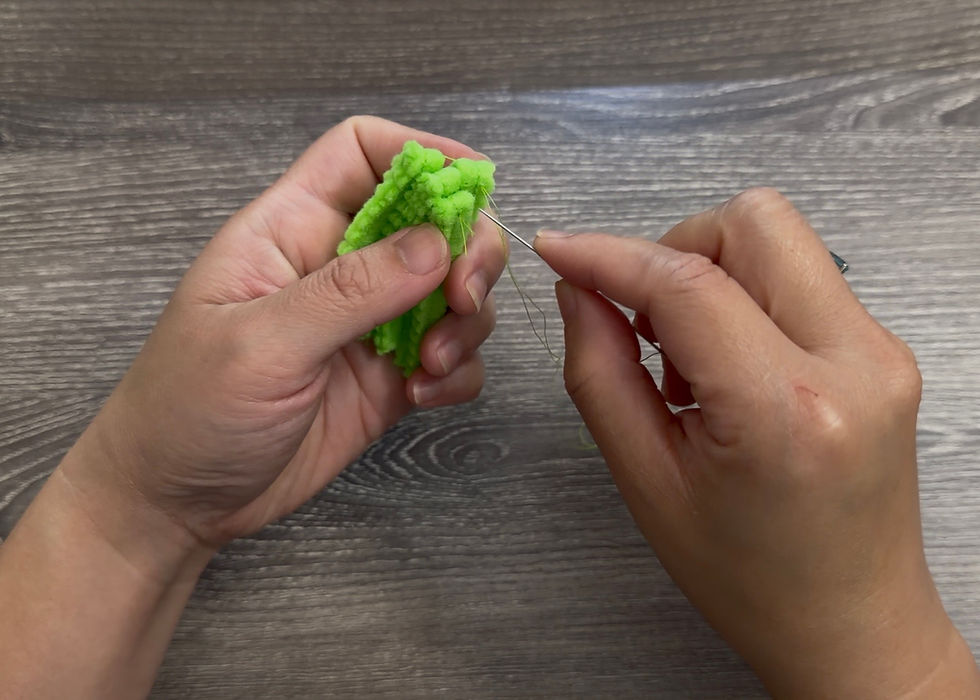 Arrange the finished stem together to form one bundle, stitch to secure.