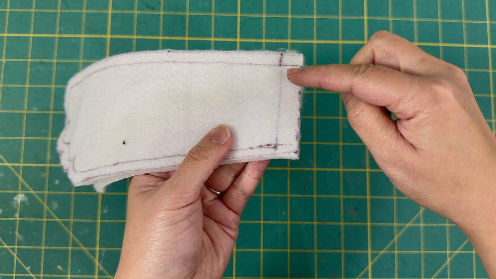 Stitch the center seam using a ½″ seam allowance. This forms the front of the wings.