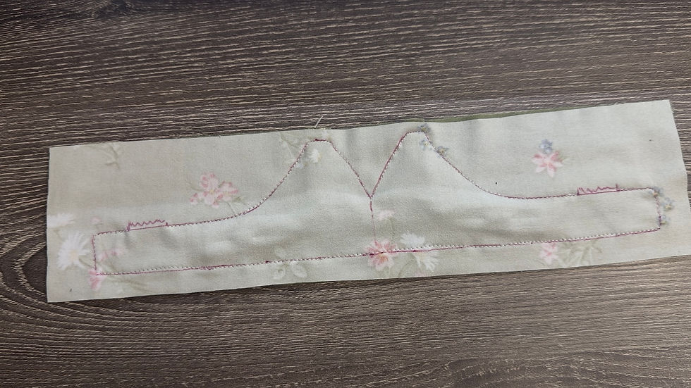 1. Sew along the traced line, leaving the back strap spots open (do not sew over them).