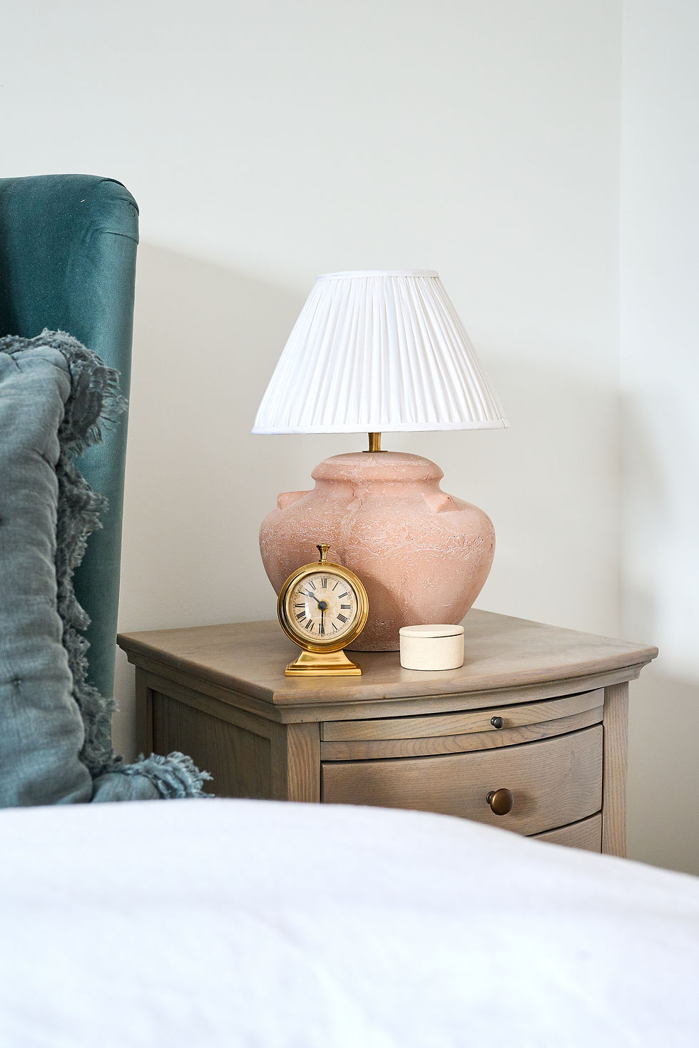 Master bedroom terracotta bedside lamp