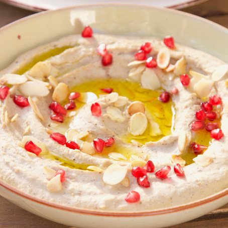 חומוס שעועית לימה וחציל שרוף