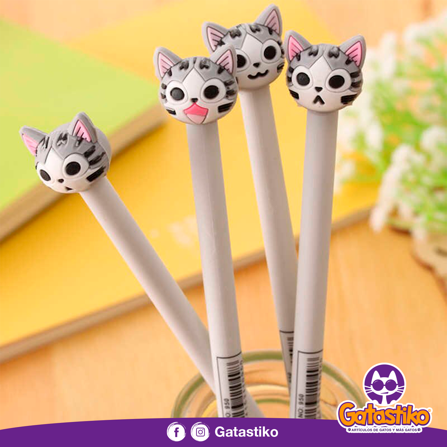 Paquete de 4 bolígrafos plumas "Chi sweet home"