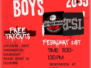 TSI 3rd Grade Boys tryouts to be held Saturday, 2/21/26