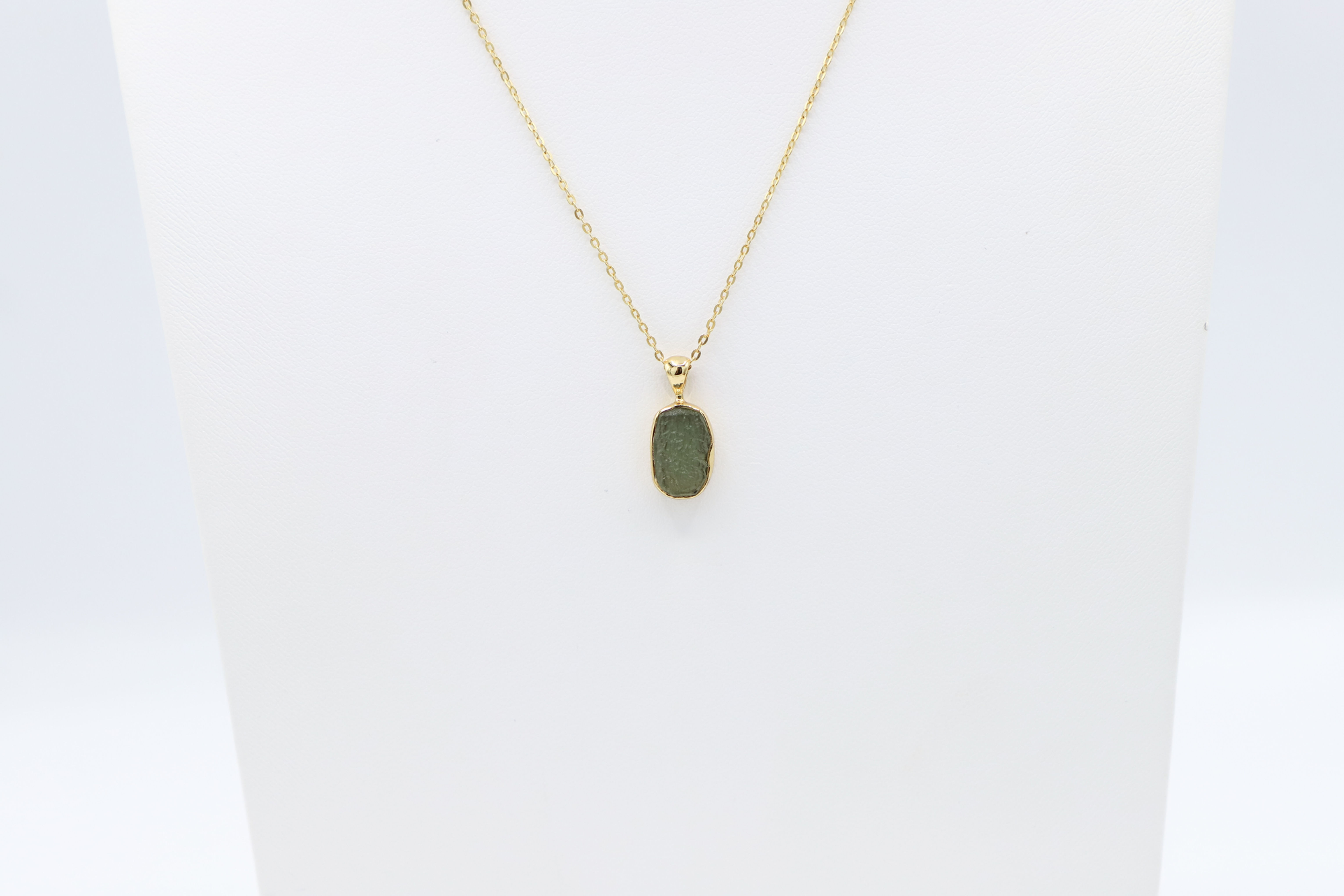 18k Gold Vermeil Moldavite Raw Necklace
