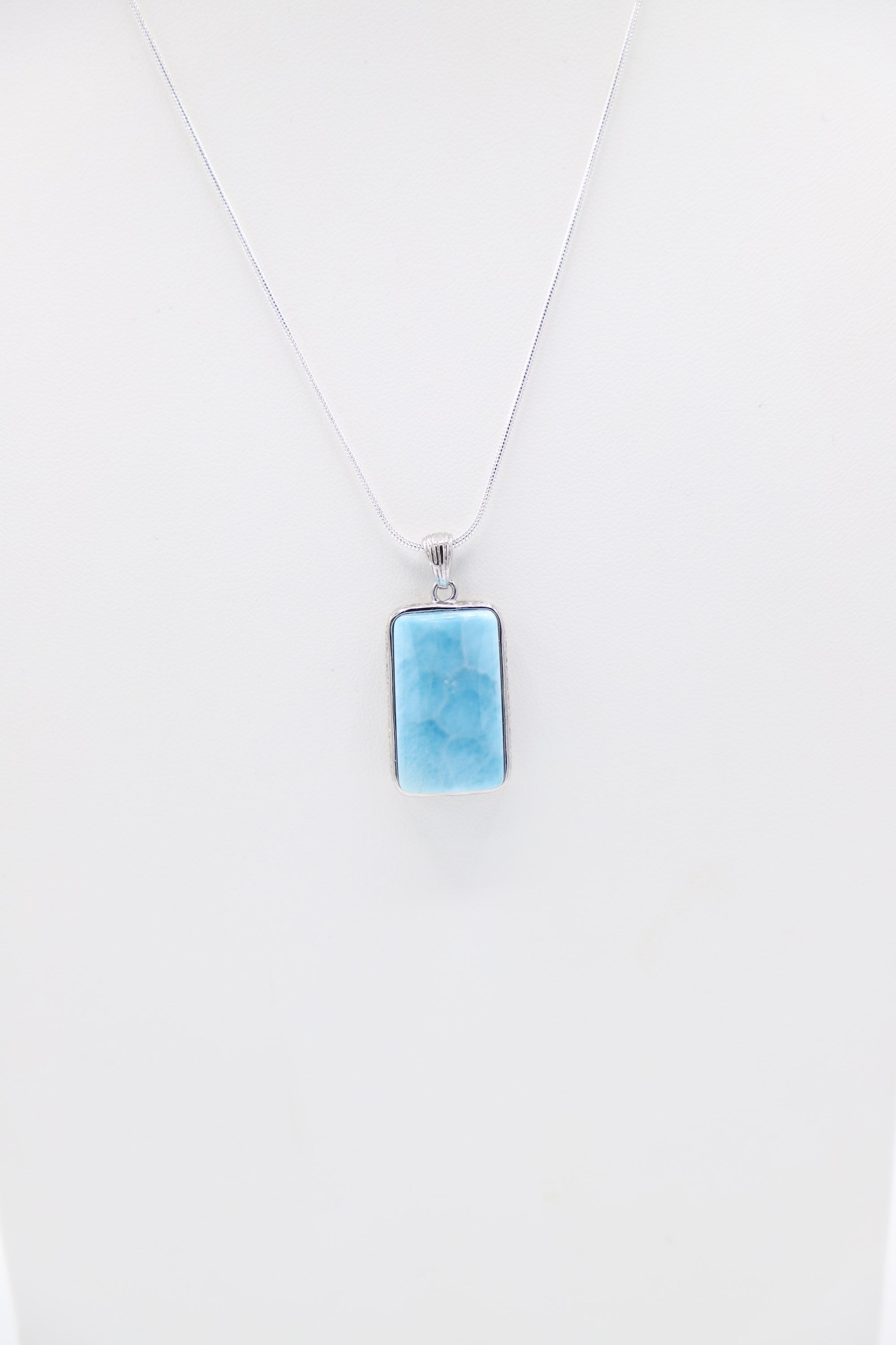 Larimar Rectangle 925 Sterling Silver Necklace