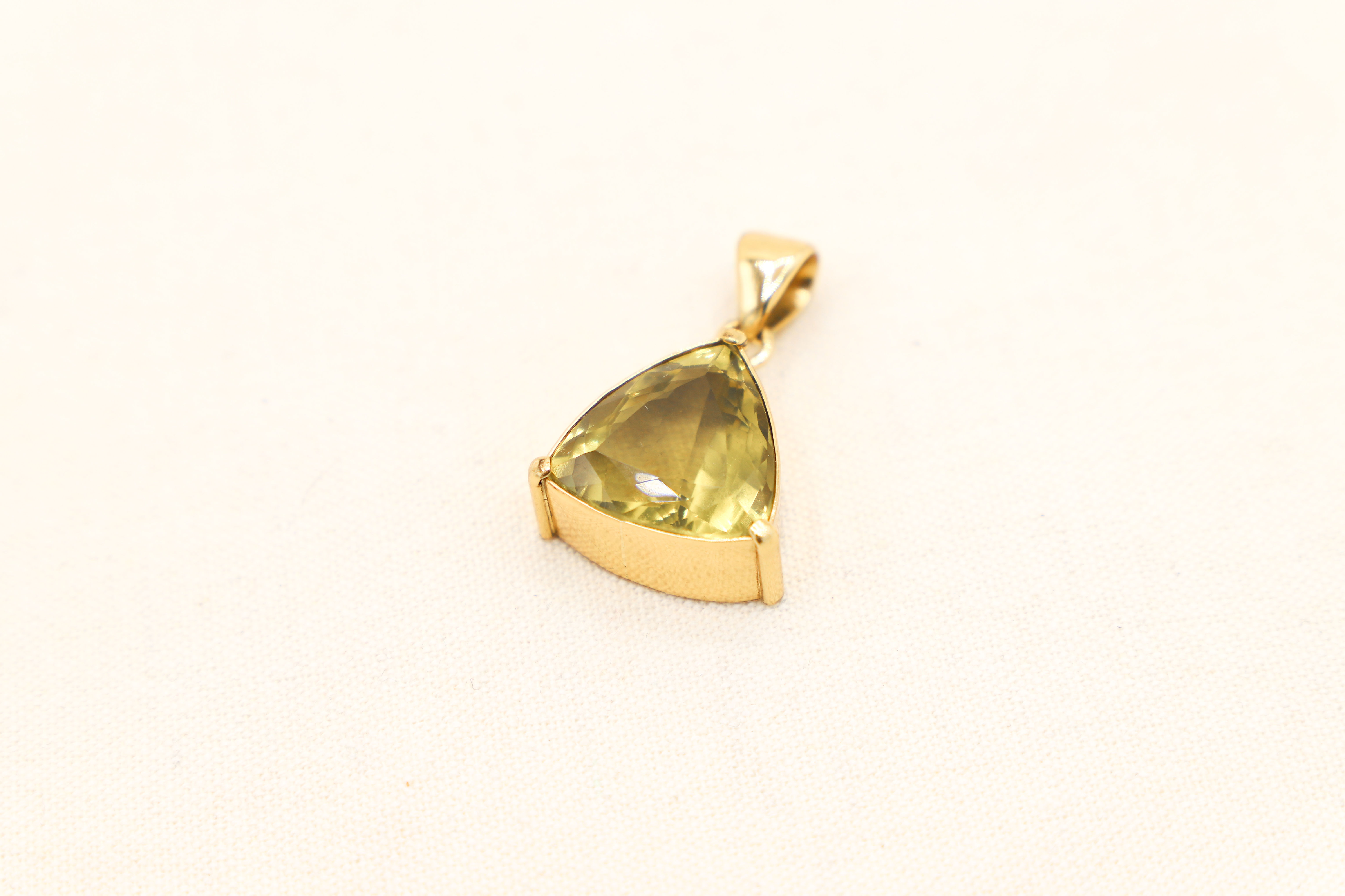18k Gold Plated Over 925 Sterling Silver XL Gold Lemon Quartz Pendant (No Chain)