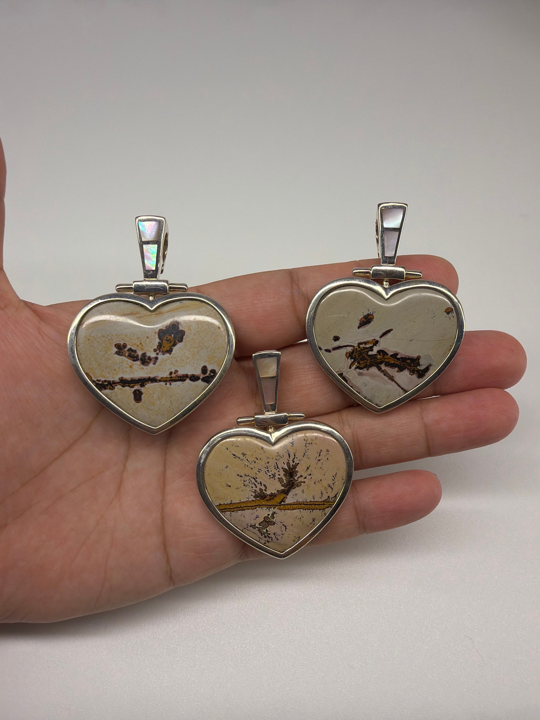 Paintbrush Picture Jasper + MOP Pendants S925 (Intuitively Selected)